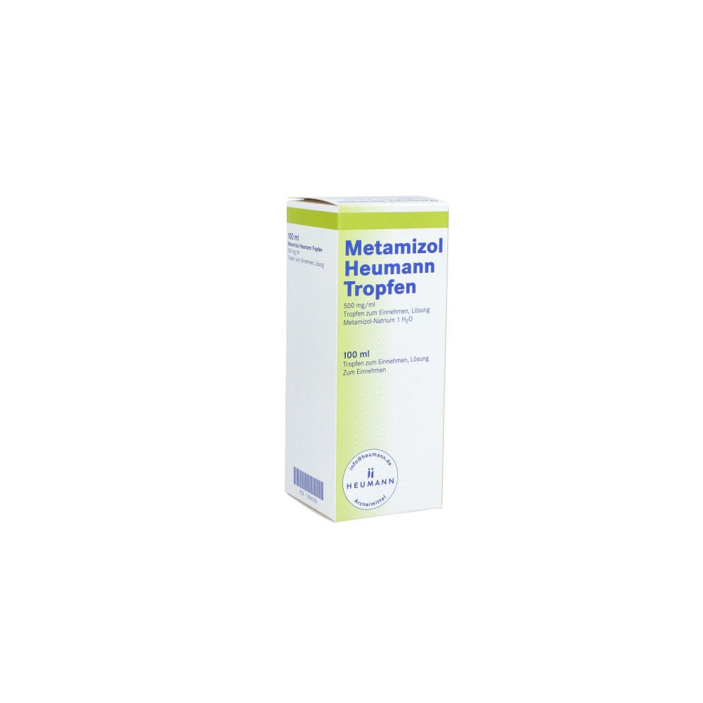 Das Produktfoto zeigt Metamizol Heumann Tropfen 500 Mg/Ml (100 ml) PZN 10065124