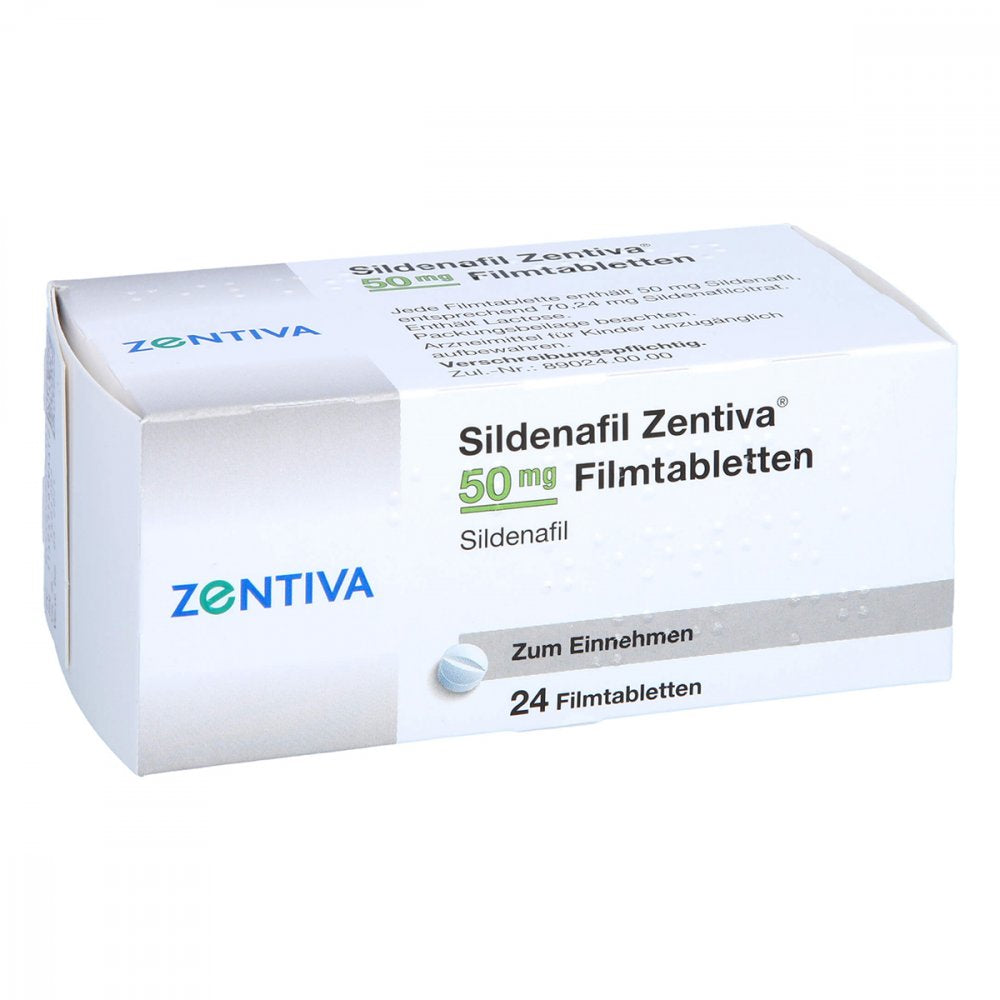 Das Produktfoto zeigt Sildenafil Zentiva 50 Mg Filmtabletten (24 stk) PZN 10067838