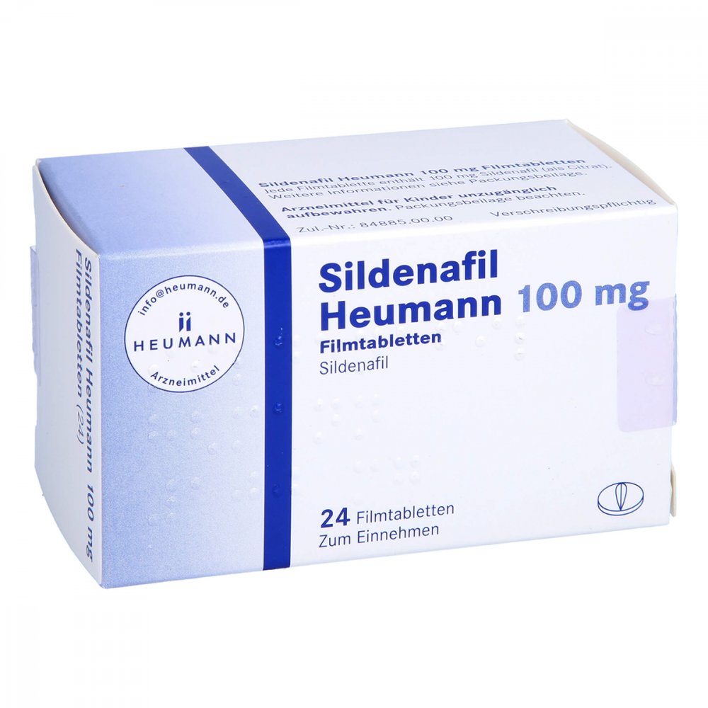 Das Produktfoto zeigt Sildenafil Heumann 100 Mg Filmtabletten (24 stk) PZN 10067873