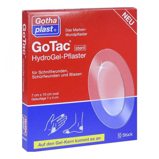 Das Produktfoto zeigt Gotac Hydrogel-Pflaster 7x10 Cm Steril (10 stk) PZN 10068358