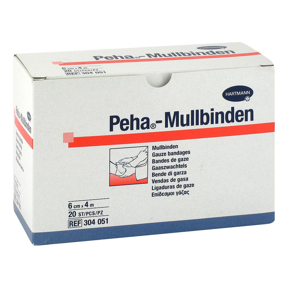 Das Produktfoto zeigt Peha-Mullbinde 6 Cmx4 M (20 stk) PZN 10069240