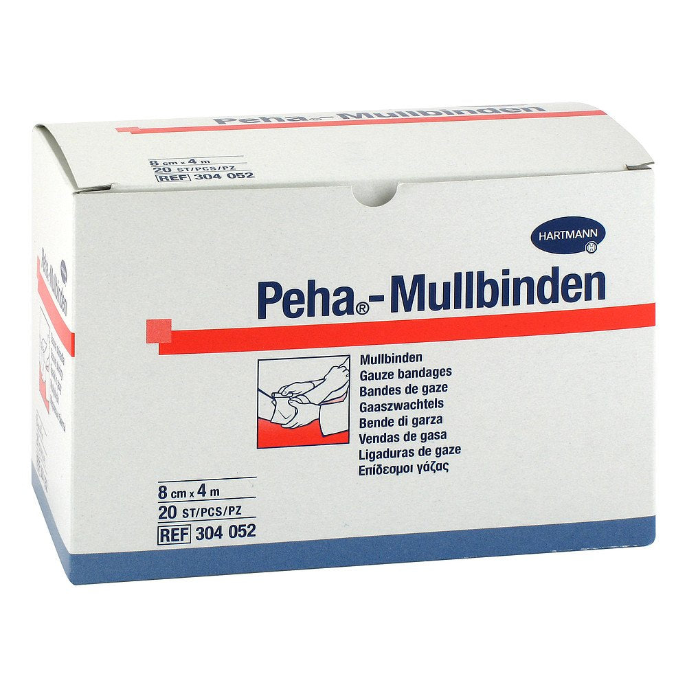 Das Produktfoto zeigt Peha-Mullbinde 8 Cmx4 M (20 stk) PZN 10069257
