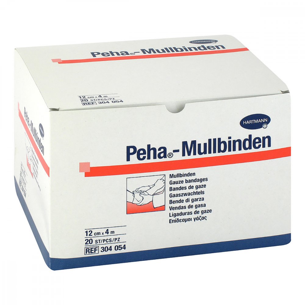 Das Produktfoto zeigt Peha-Mullbinde 12 Cmx4 M (20 stk) PZN 10069286