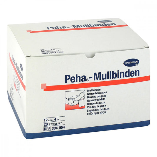 Das Produktfoto zeigt Peha-Mullbinde 12 Cmx4 M (20 stk) PZN 10069286