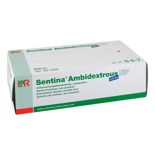 Das Produktfoto zeigt Sentina Ambidextrous Nitrile Unt.Hands.Unste.Gr.S (200 stk) PZN 10071745