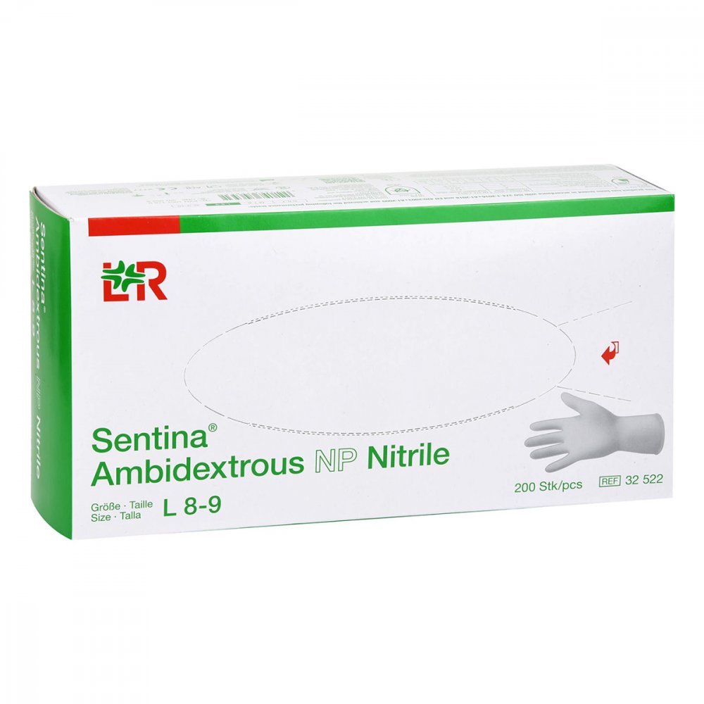 Das Produktfoto zeigt Sentina Ambidextrous Nitrile Unt.Hands.Unste.Gr.L (200 stk) PZN 10071768