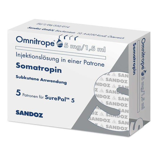 Das Produktfoto zeigt Omnitrope 5 Mg/1,5 Ml Injektionslösung F.Surepal (5 stk) PZN 10073402