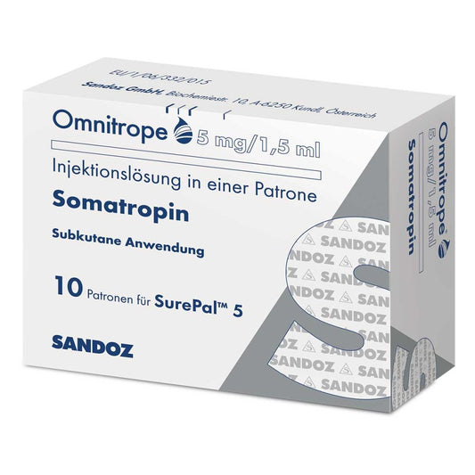 Das Produktfoto zeigt Omnitrope 5 Mg/1,5 Ml Injektionslösung F.Surepal (10 stk) PZN 10073419