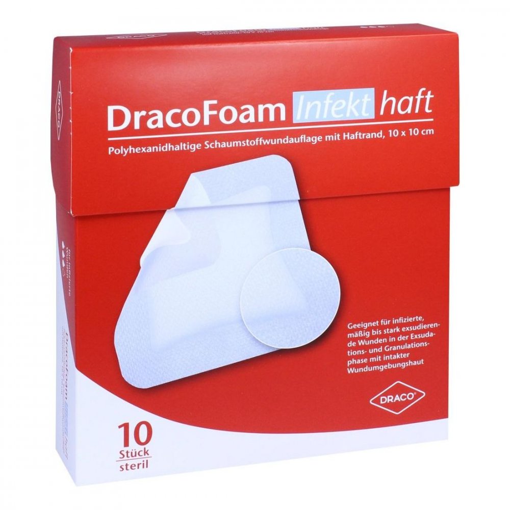 Dracofoam Infekt Haft Schaumst.Wundauf.10x10 Cm (10 stk)