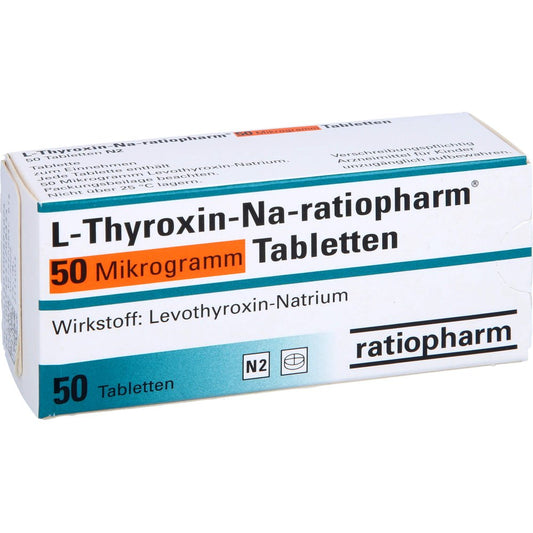 Das Produktfoto zeigt L-Thyroxin-Na-Ratiopharm 50 Mikrogramm Tabletten (50 stk) PZN 10089662