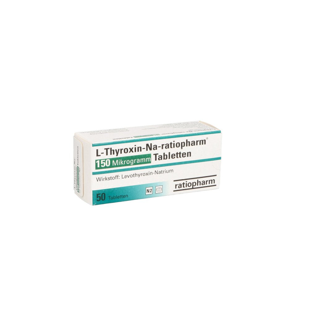 Das Produktfoto zeigt L-Thyroxin-Na-Ratiopharm 150 Mikrogramm Tabletten (50 stk) PZN 10089751