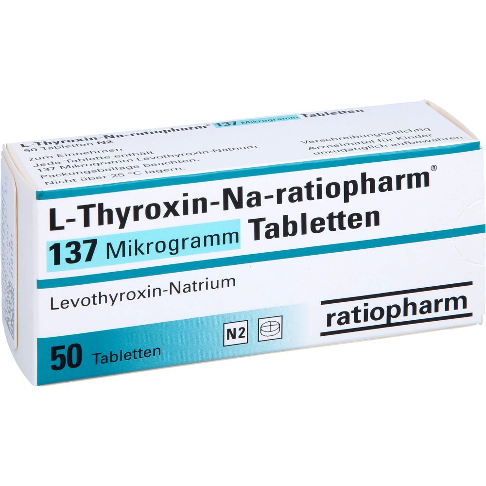 Das Produktfoto zeigt L-Thyroxin-Na-Ratiopharm 137 Mikrogramm Tabletten (50 stk) PZN 10089834