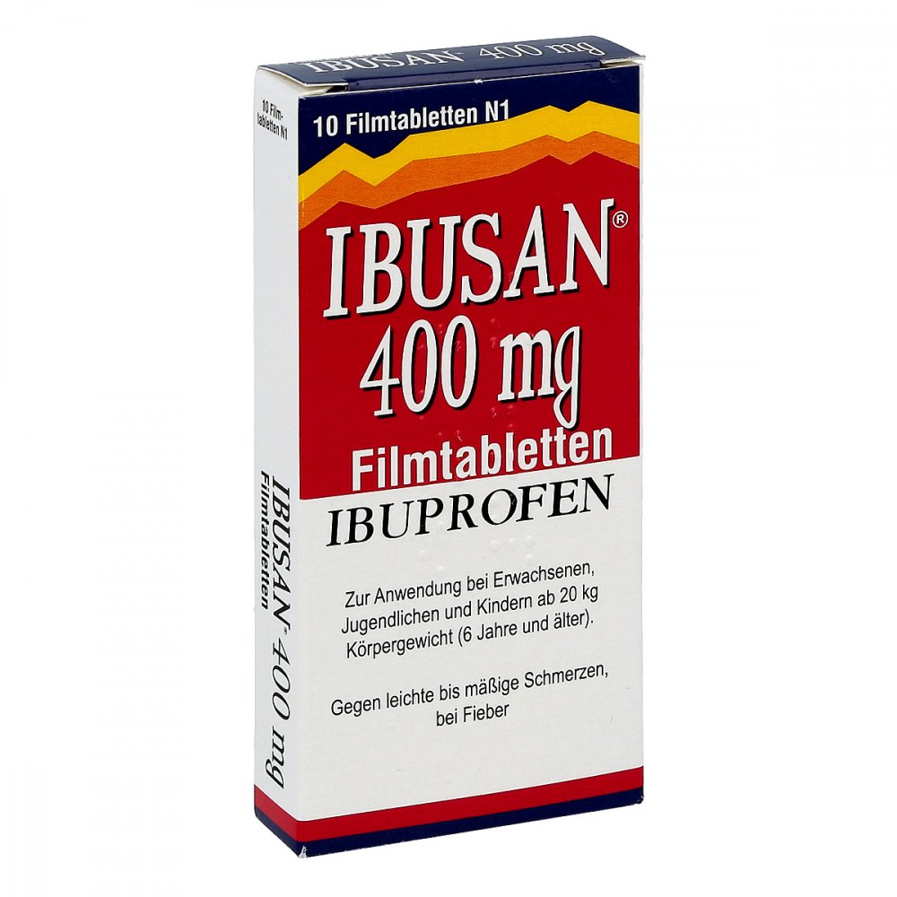 Das Produktfoto zeigt Ibusan 400 Mg Filmtabletten (10 stk) PZN 10090754