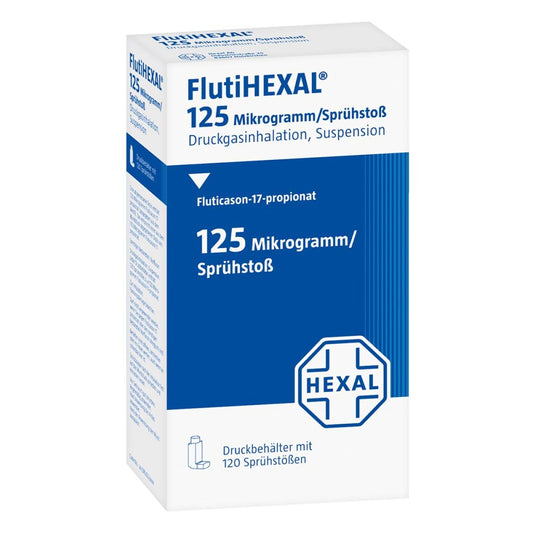 Das Produktfoto zeigt Flutihexal 125 Μg/Sprühstoß Dosieraerosol 120 Hub (1 stk) PZN 10098974