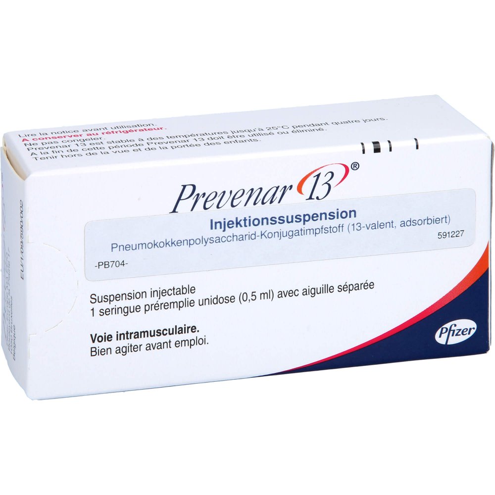 Das Produktfoto zeigt Prevenar 13 Injektionssuspension I.E.Fertigspritze (1 stk) PZN 10101535