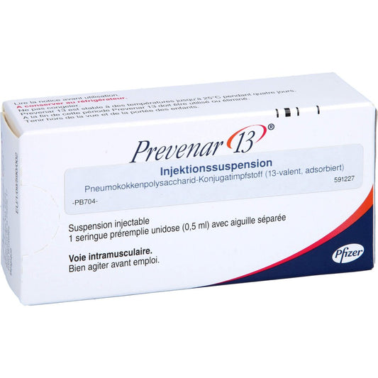 Das Produktfoto zeigt Prevenar 13 Injektionssuspension I.E.Fertigspritze (1 stk) PZN 10101535