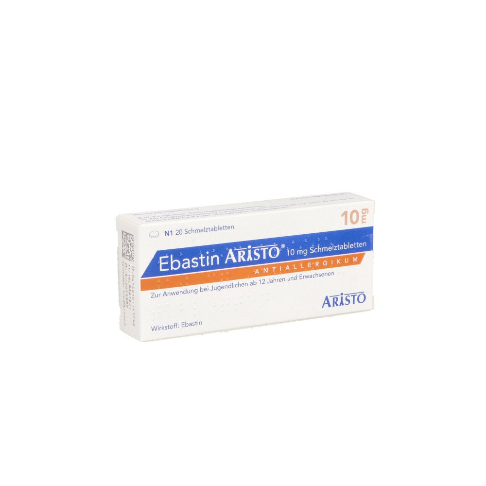 Das Produktfoto zeigt Ebastin Aristo 10 Mg Schmelztabletten (20 stk) PZN 10114124
