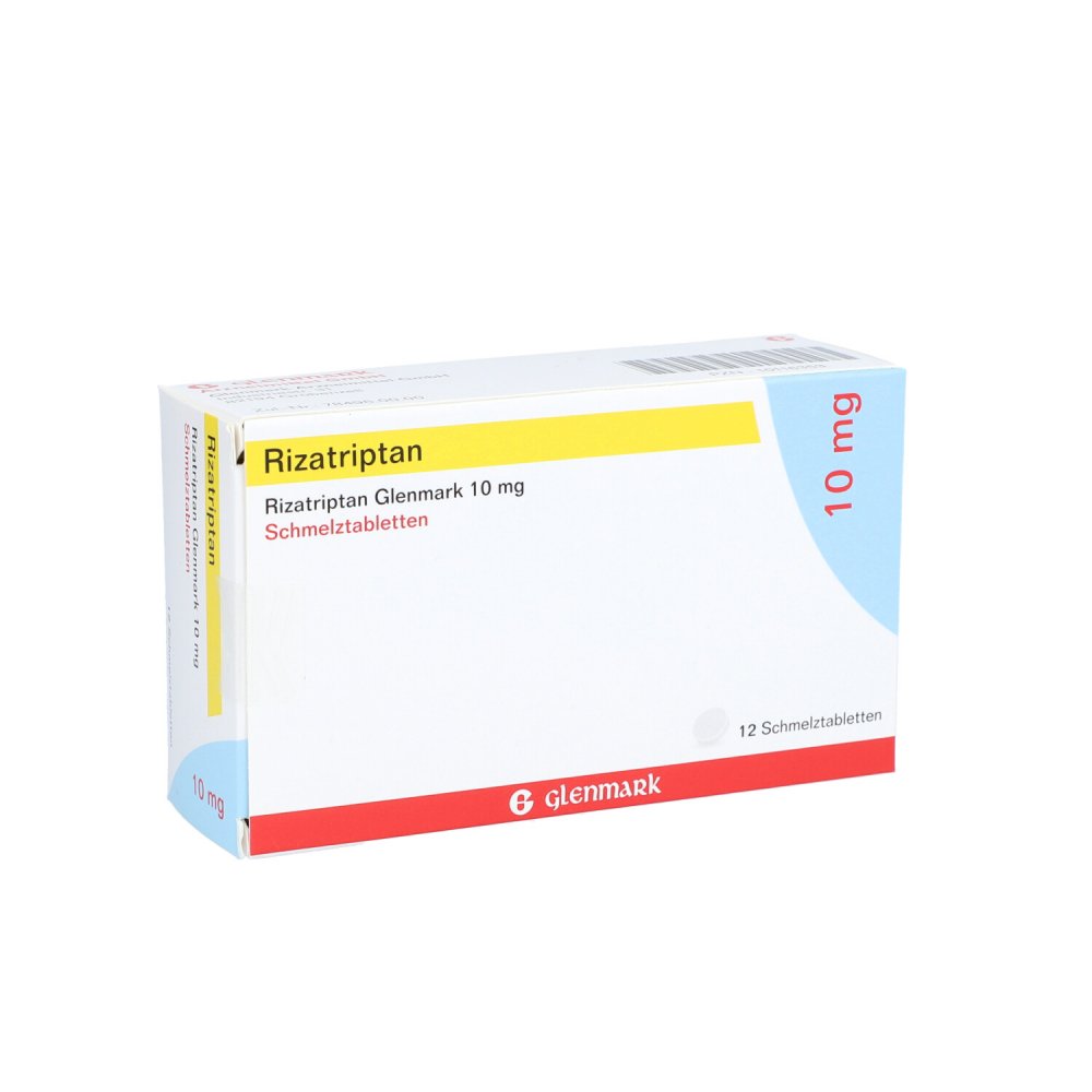 Das Produktfoto zeigt Rizatriptan Glenmark 10 Mg Schmelztabletten (12 stk) PZN 10116353