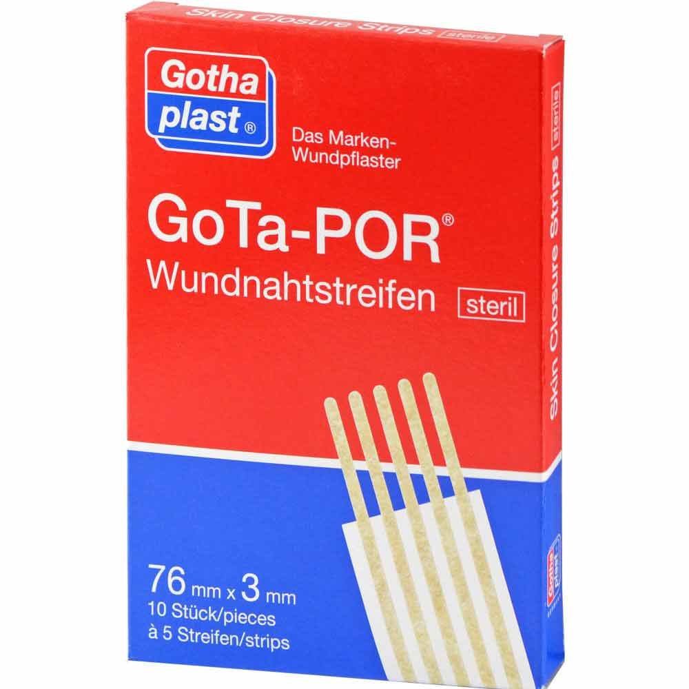 Das Produktfoto zeigt Gota-Por Wundnahtstreifen 3x76 Mm (10X5 stk) PZN 10124861