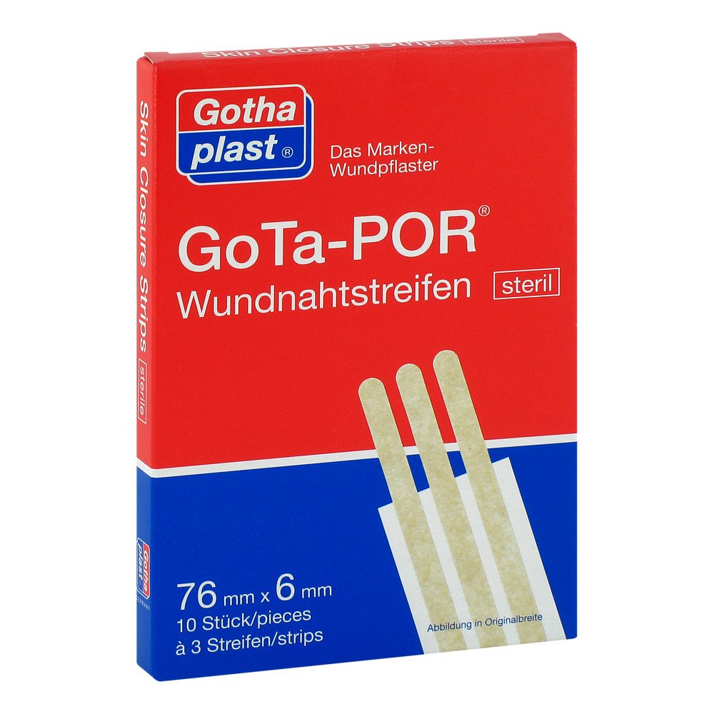 Das Produktfoto zeigt Gota-Por Wundnahtstreifen 6x76 Mm (10X3 stk) PZN 10124878