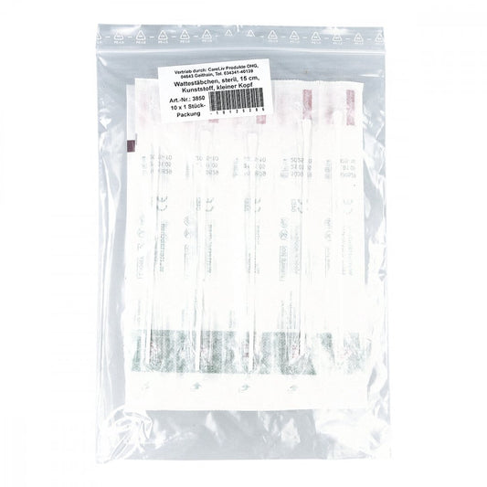 Wattestäbchen Kunststoff Kleiner Kopf 15 Cm Steril (10X1 stk)