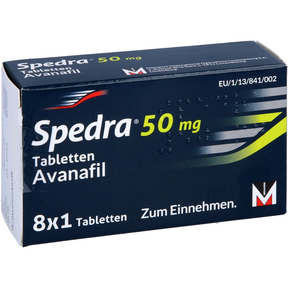 Das Produktfoto zeigt Spedra 50 Mg Tabletten (8 stk) PZN 10130519