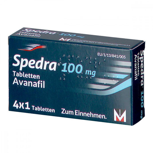 Das Produktfoto zeigt Spedra 100 Mg Tabletten (4 stk) PZN 10130531