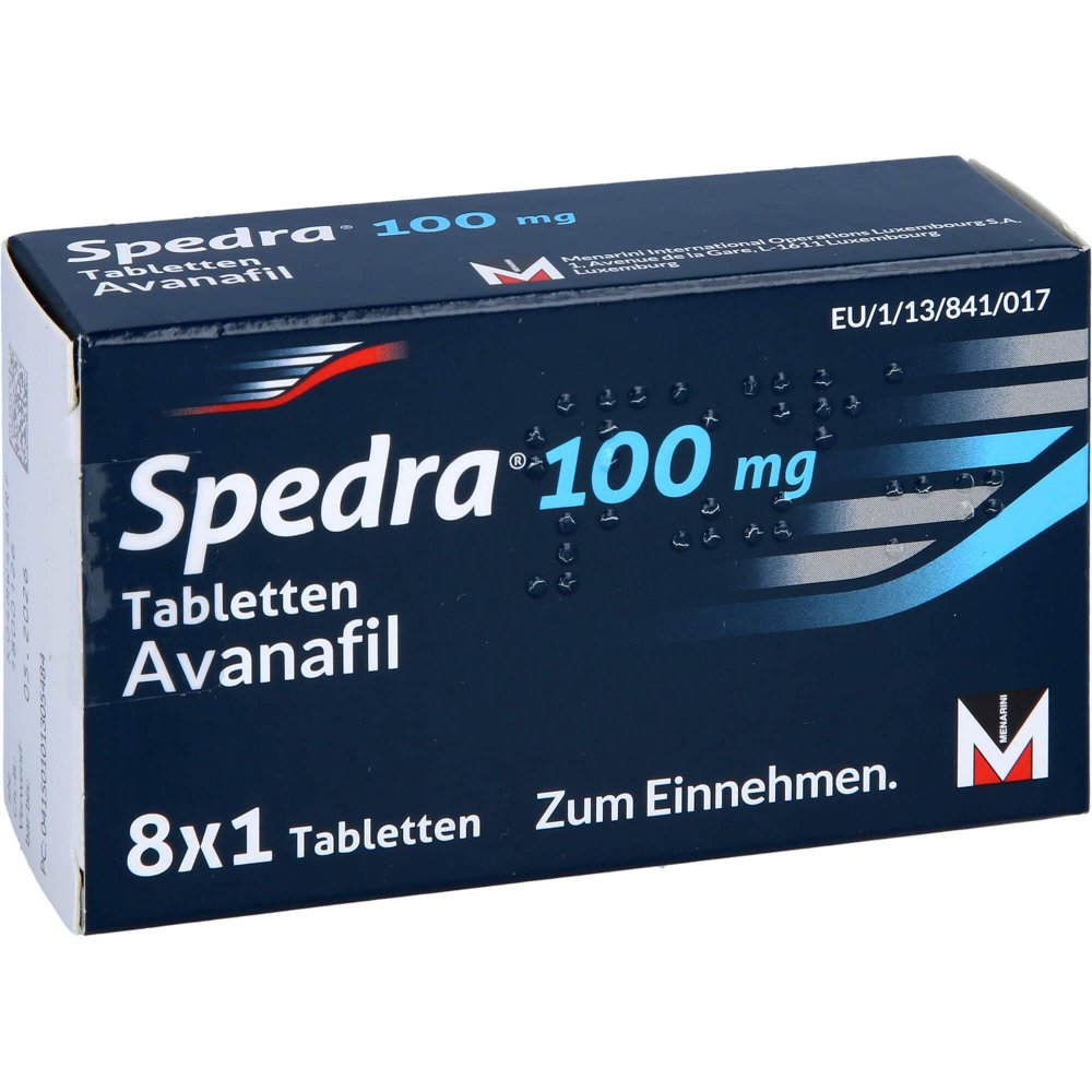 Das Produktfoto zeigt Spedra 100 Mg Tabletten (8 stk) PZN 10130548