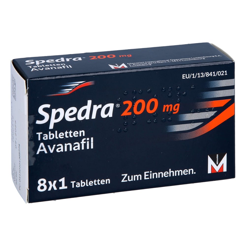 Das Produktfoto zeigt Spedra 200 Mg Tabletten (8 stk) PZN 10130577