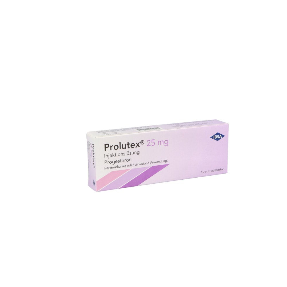 Das Produktfoto zeigt Prolutex 25 Mg Injektionslösung Dsfl. (7 stk) PZN 10177053