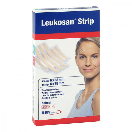 Das Produktfoto zeigt Leukosan Strip Natural 2 Blatt 6/3 Streifen (2 stk) PZN 10177320