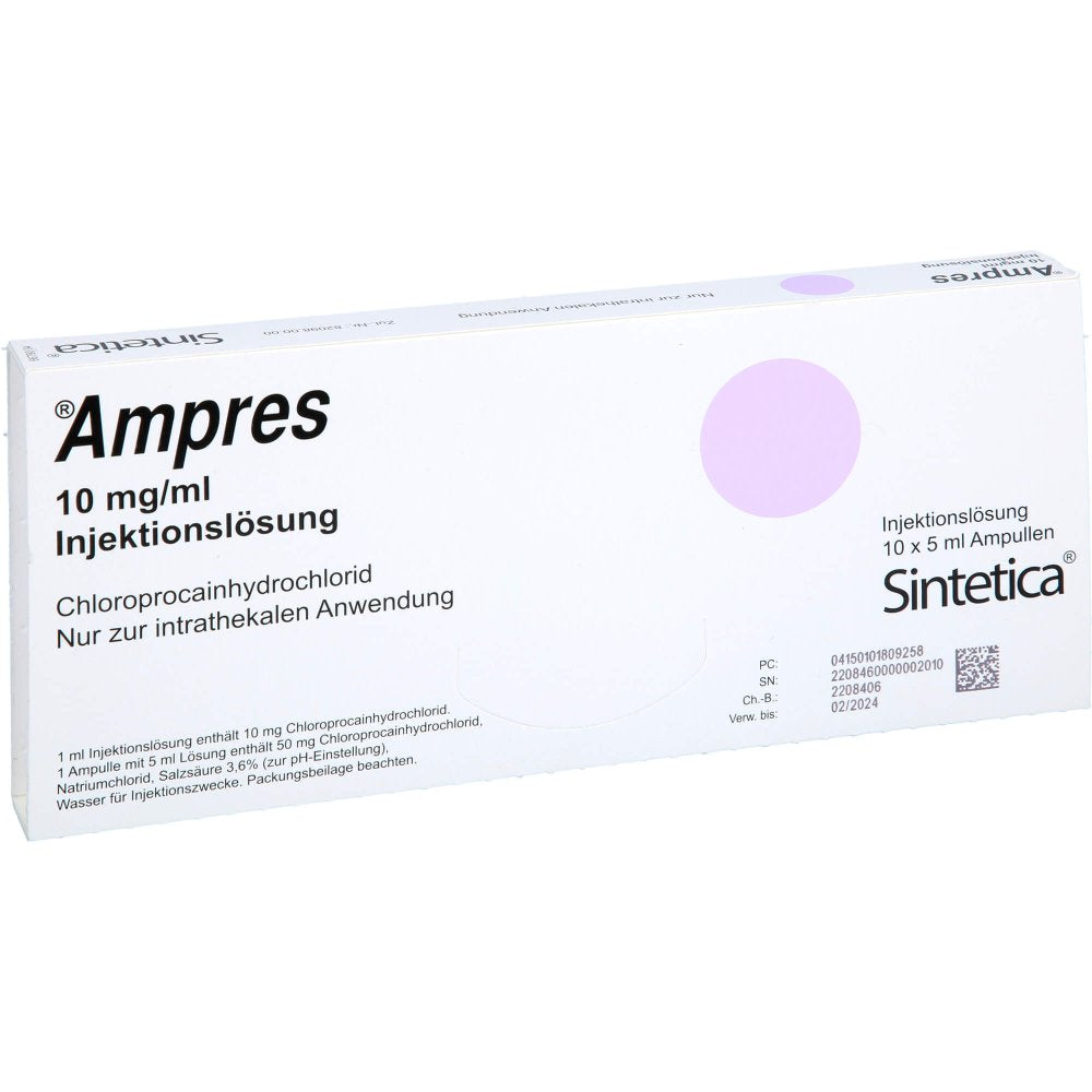 Das Produktfoto zeigt Ampres 10 Mg/Ml Injektionslösung In Ampullen (10X5 ml) PZN 10180925