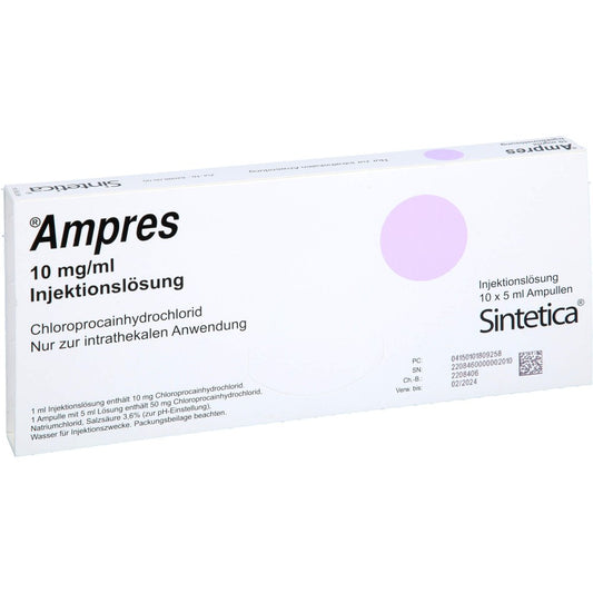 Das Produktfoto zeigt Ampres 10 Mg/Ml Injektionslösung In Ampullen (10X5 ml) PZN 10180925