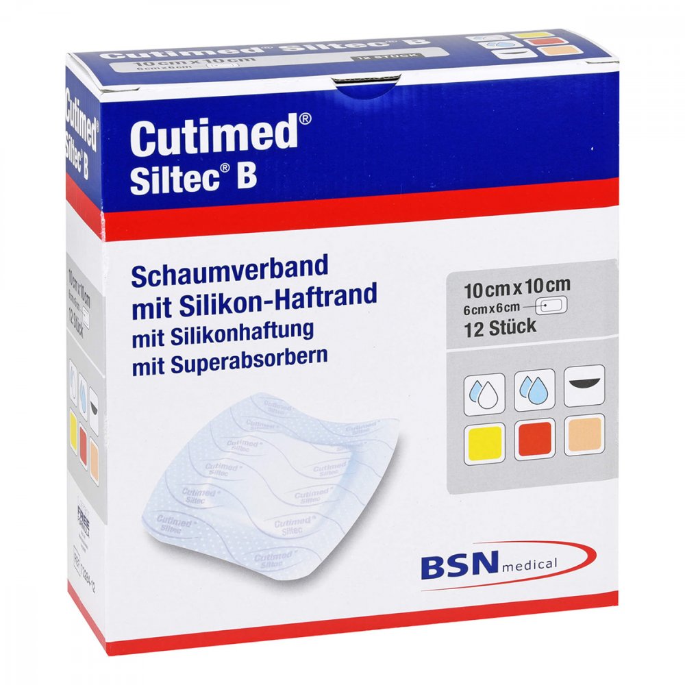 Cutimed Siltec B Schaumverb.10x10 Cm M.Haftr. (12 stk)