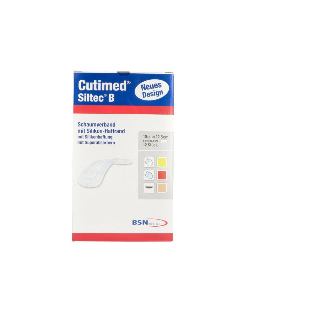 Cutimed Siltec B Schaumverb.10x22,5 Cm M.Haftr. (12 stk)