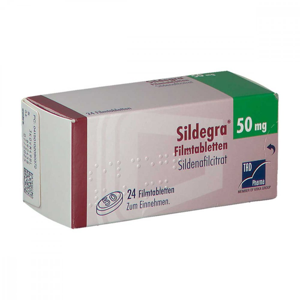 Das Produktfoto zeigt Sildegra 50 Mg Filmtabletten (24 stk) PZN 10209037