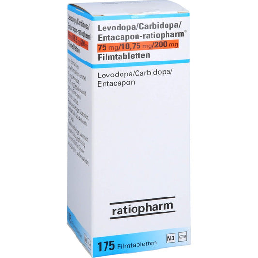 Das Produktfoto zeigt Levodopa/Carbidopa/Entacapon-Ratio. 75/18,75/200 (175 stk) PZN 10221713