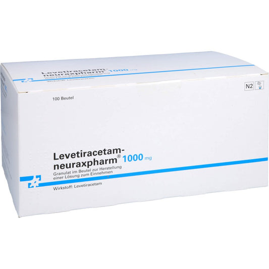 Das Produktfoto zeigt Levetiracetam-Neuraxpharm 1000 Mg G.Z.H.E.Lsg.Ein (100 stk) PZN 10251849