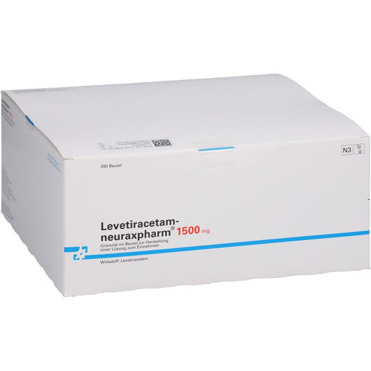 Das Produktfoto zeigt Levetiracetam-Neuraxpharm 1500 Mg G.Z.H.E.Lsg.Ein (200 stk) PZN 10251890