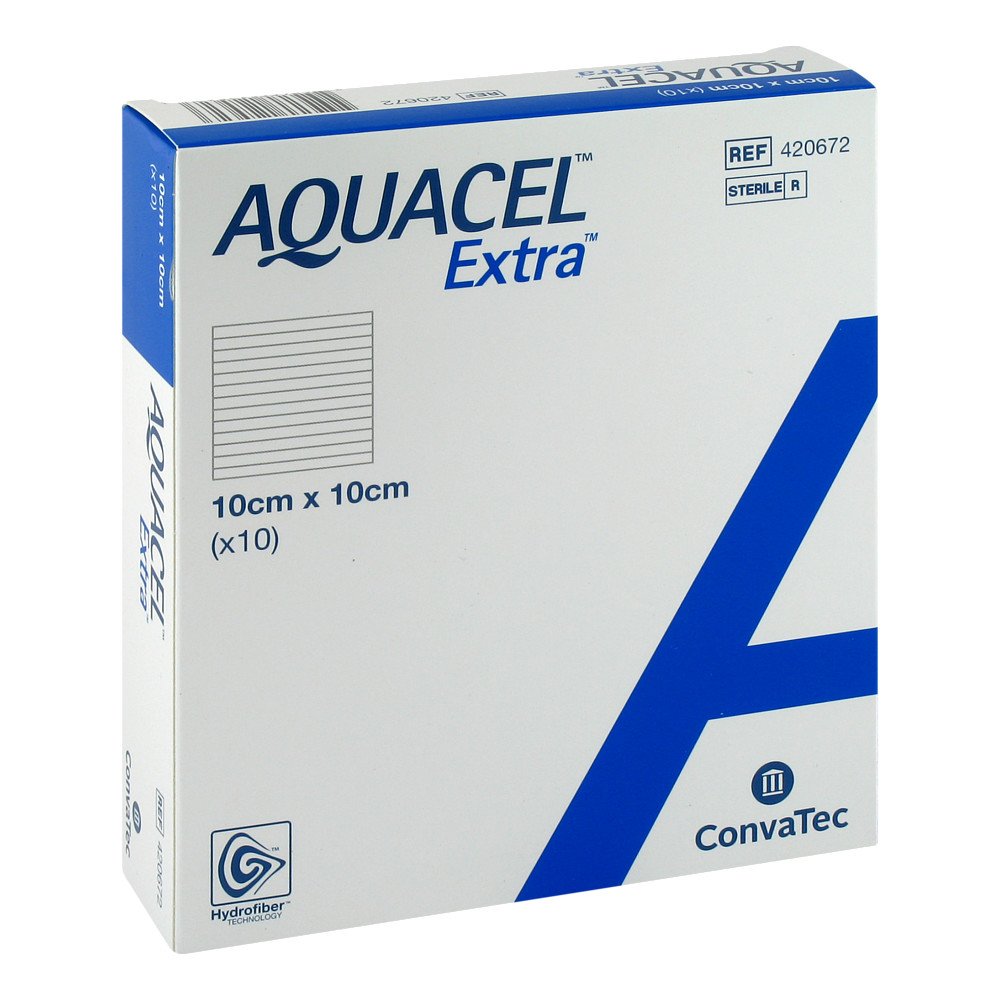 Das Produktfoto zeigt Aquacel Extra 10x10 Cm Verband (10 stk) PZN 10261144
