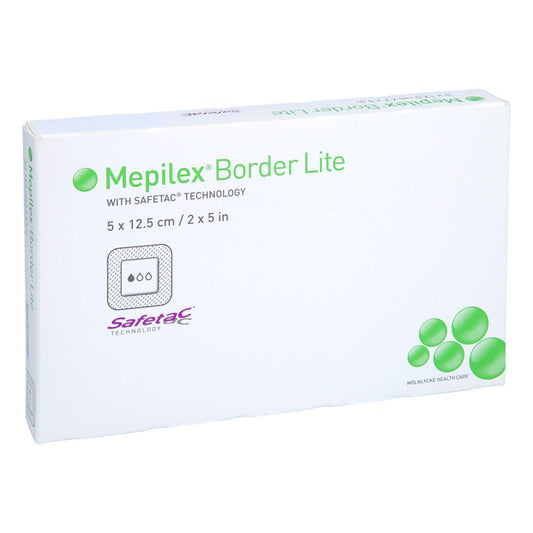 Das Produktfoto zeigt Mepilex Border Lite Schaumverb.5x12,5 Cm Steril (5 stk) PZN 10264042