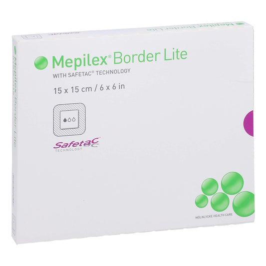 Das Produktfoto zeigt Mepilex Border Lite Schaumverb.15x15 Cm Steril (5 stk) PZN 10264059