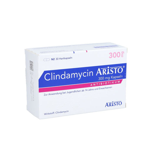 Das Produktfoto zeigt Clindamycin Aristo 300 Mg Hartkapseln (30 stk) PZN 10273791