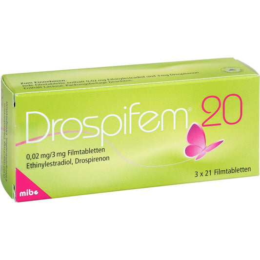 Das Produktfoto zeigt Drospifem 20 0,02 Mg/3 Mg Filmtabletten (3X21 stk) PZN 10276499