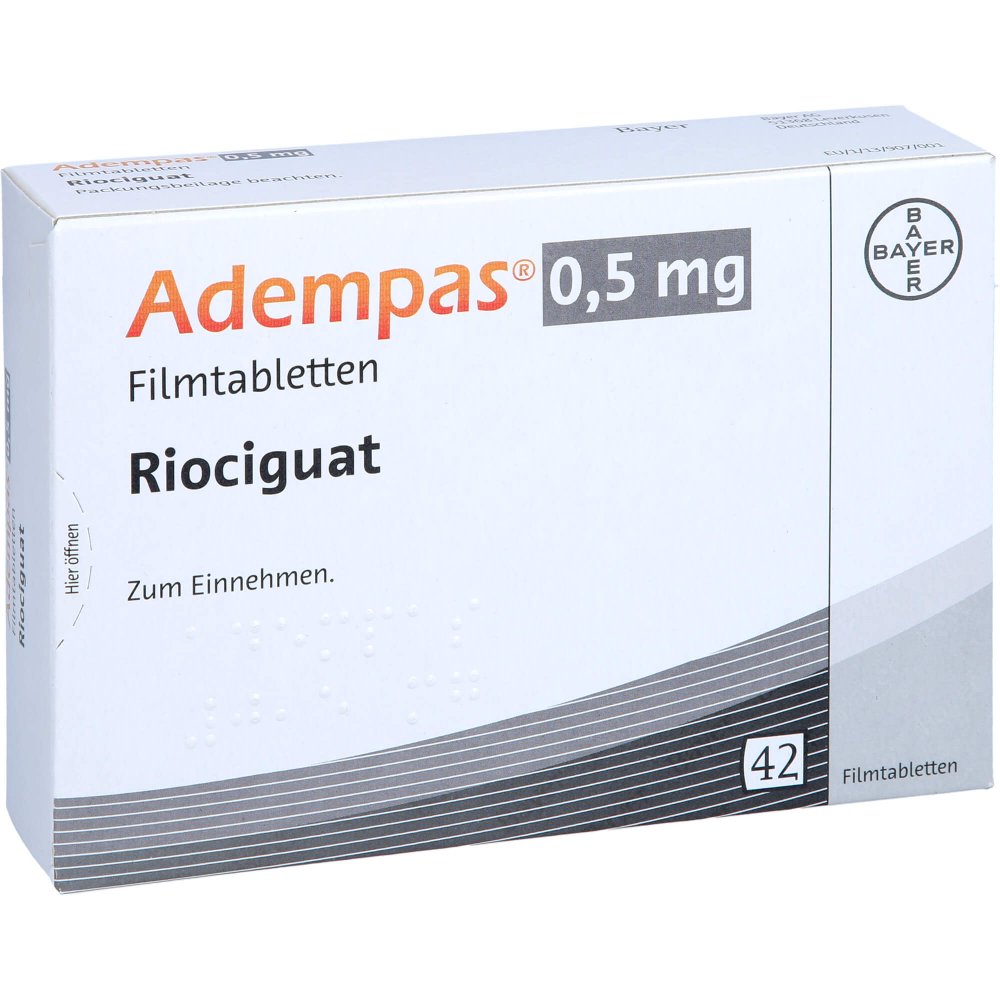 Das Produktfoto zeigt Adempas 0,5 Mg Filmtabletten (42 stk) PZN 10284240