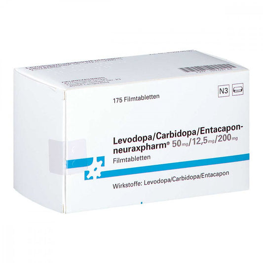 Das Produktfoto zeigt Levodopa/Carbidopa/Entacapon-Neurax 50/12,5/200 (175 stk) PZN 10303144