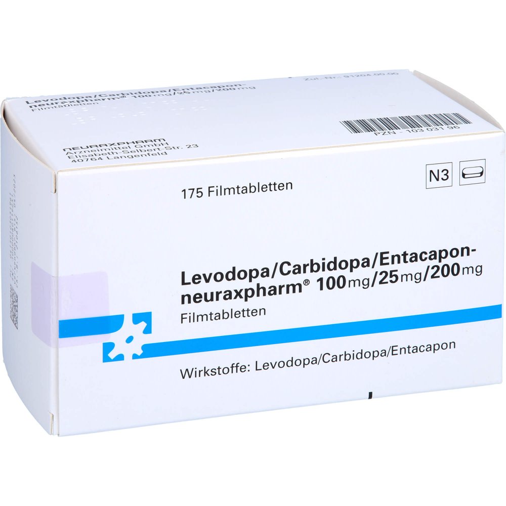 Das Produktfoto zeigt Levodopa/Carbidopa/Entacapon-Neurax 100/25/200 (175 stk) PZN 10303196