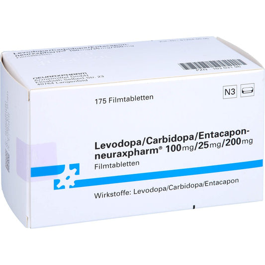Das Produktfoto zeigt Levodopa/Carbidopa/Entacapon-Neurax 100/25/200 (175 stk) PZN 10303196