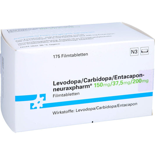 Das Produktfoto zeigt Levodopa/Carbidopa/Entacapon-Neurax 150/37,5/200 (175 stk) PZN 10303233