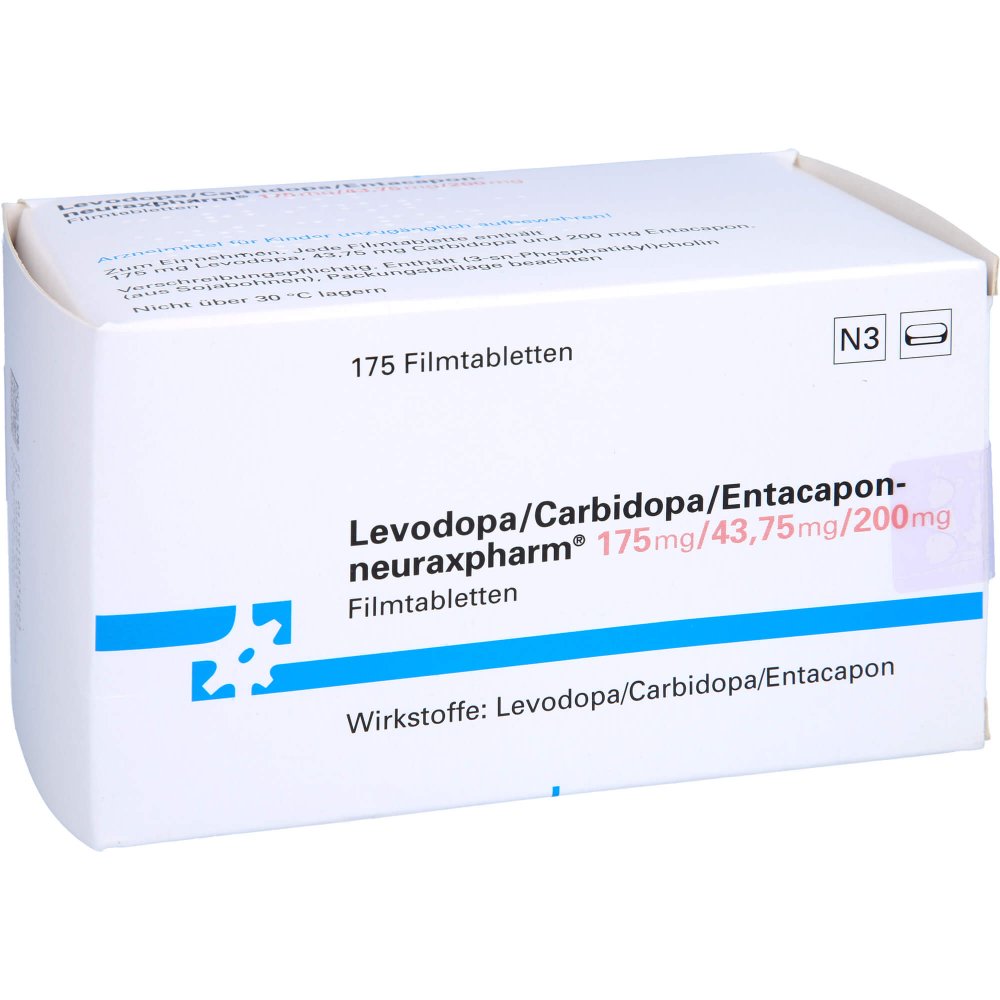 Das Produktfoto zeigt Levodopa/Carbidopa/Entacapon-Neurax 175/43,75/200 (175 stk) PZN 10303262